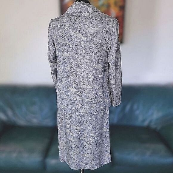 Vtg 60s blue & pale grey floral print dress & blazer co ord set - Picture 5 of 15